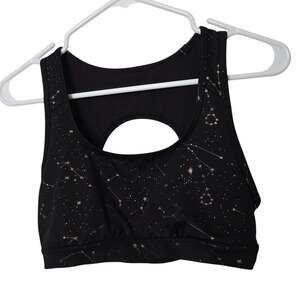 JoyLab Black Rose Gold Constellation Keyhole Black Athleisure Sports Bra Medium